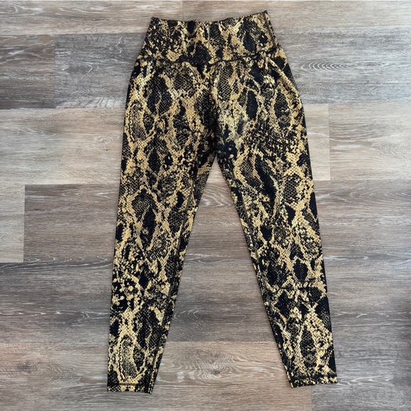 BuffBunny Black and Gold Snakeskin Print Leggings - Picture 4 of 10